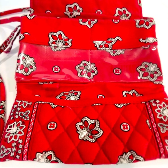 Vera Bradley, red bandanna, Crossbody wallet, Retired, red, white, and black. - Picture 4 of 5